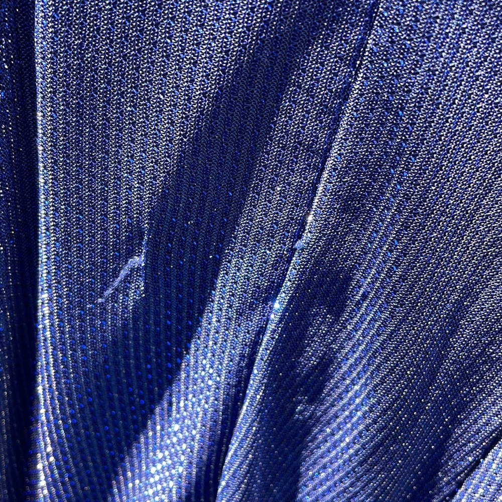 Scott McClintock Navy Long Metallic Evening Gown 8 - Picture 9 of 14